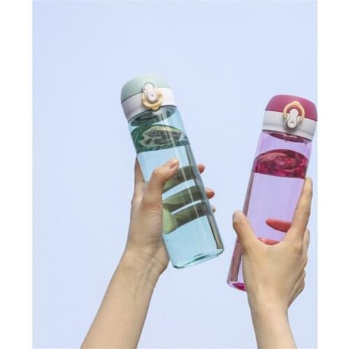 550ml PP Plastic Portable Water Bottles for Kids Drinking Button Open Simple Transparent BPA Free Tea Mug Outdoor Sport Camping