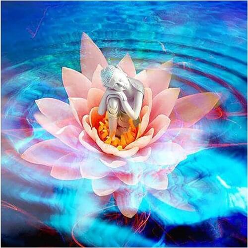 5D DIY Diamond Painting Cross stitch Kit with Diamond Mosaic Embroidery "Lotus Buddha" 3D Painting Round Diamond Home Decor Gift