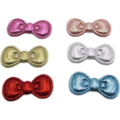 80pcs/lot glitter bowknot Padded Appliques for DIY Clothes Sewing Supplies DIY Hair Bow Decoration