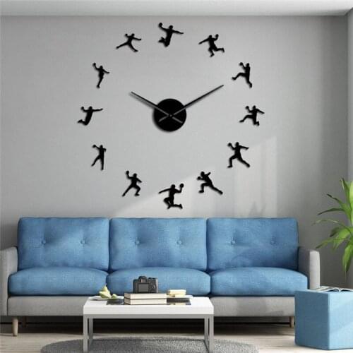 Basketball Players DIY Large Wall Clock Basketball Slam Dunk Kid Room Wall Decor Giant Wall Watch Gifts Teen Bedroom Decoration