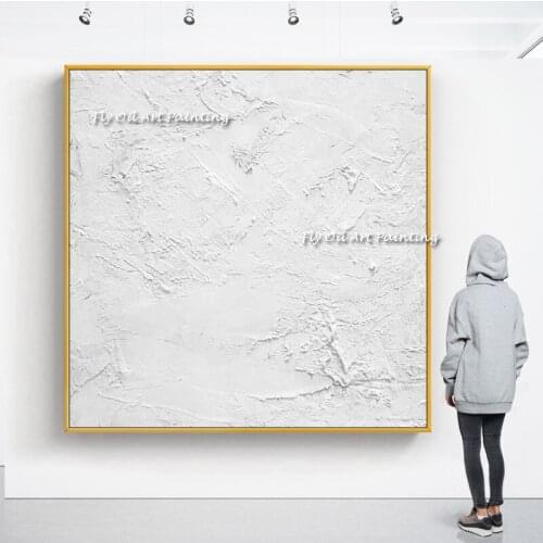 White Thick oil painting 100% Handmade Oil painting Nordic Art Large Decorative for corridor Decorate or for office