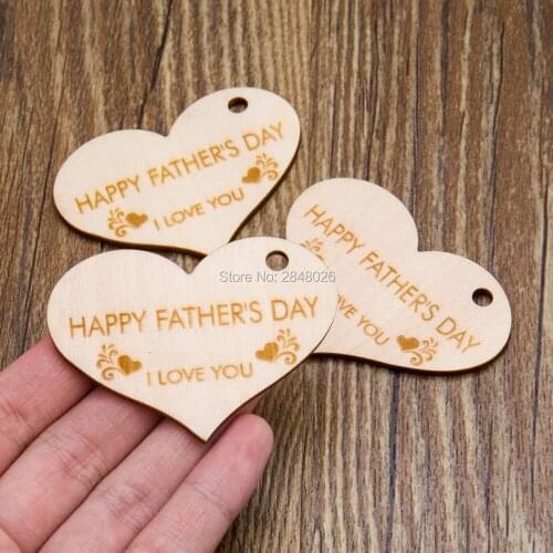 Wood Heart Happy father days tags,rustic party favor , father gift tags,wooden favor decorations