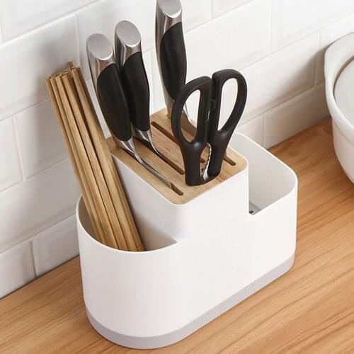 Knife Holder Block Utensil Holder ABS Cutlery Flatware Drainer Storage Box Spoon Fork Chopsticks Kitchen Organizer Rack