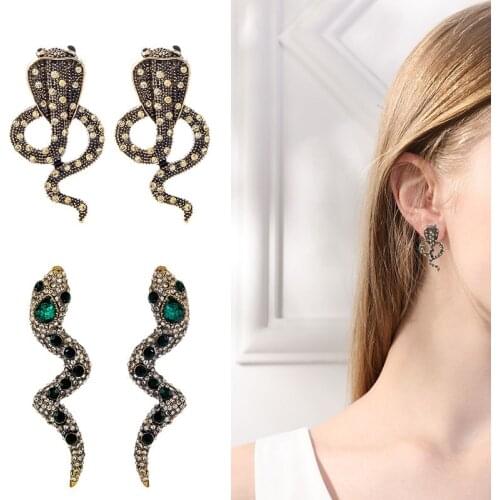 EASYA Luxury Snake Ear Hook Stud Earrings For women Vintage Animal Female Fashion Jewelry Stud Earings Women