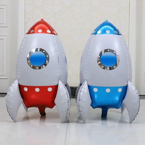 Rocket 4D ball astronaut black star night UFO Outer space Foil Balloon science school Birthday Wedding Bar Photo Props Decorat