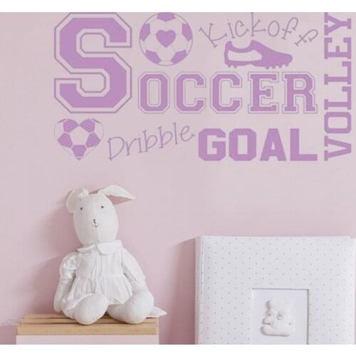 Soccer wall stickers for kids rooms decoration Vinyl Girl Bedroom Teen Room Decor Soccer Word Art for Girls Bedroom Decal HY319