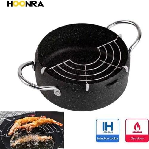 HOONRA Japanese Style Deep Frying Pot Maifan Stone Tempura Frter Pan Fried Chicken Pot Cooking Tools Kitchen Utensil