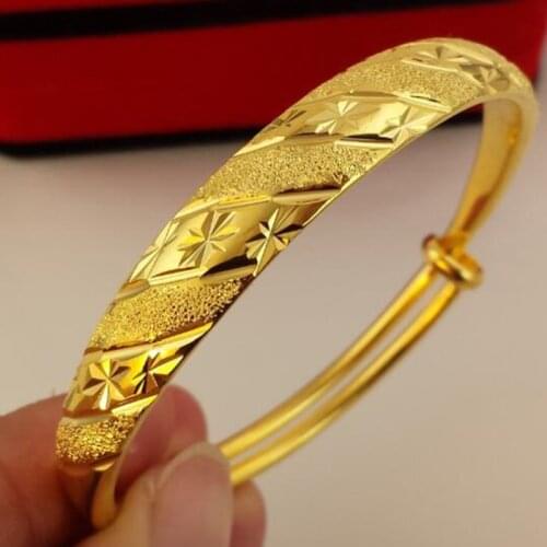 Hajin Bracelet Womens Adjustable Bracelet 999 Gold Push-pull Ring New Fashion Does Not Fade Brides Gift Wide Jewelry