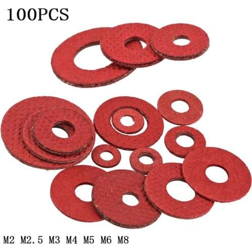 100pcs M2 M2.5 M3 M4 M5 M6 M8 Red steel paper fiber insulation flat washer insulation flat washer ring meson