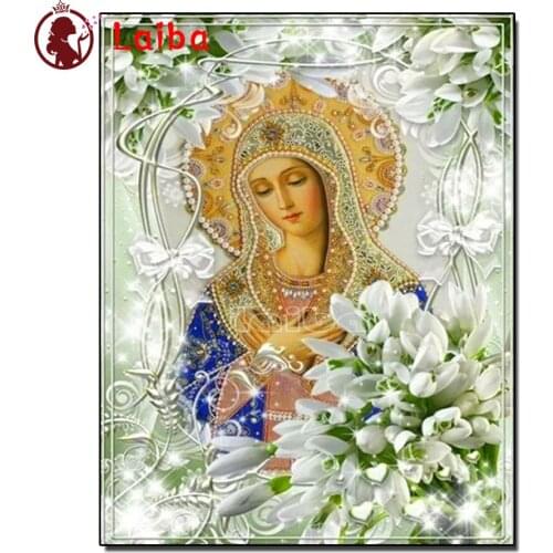 Flower virgin pattern diy 5d diamond painting lily Virgin mary diamond mosaic cross stitch diamond embroidery Religious gift art