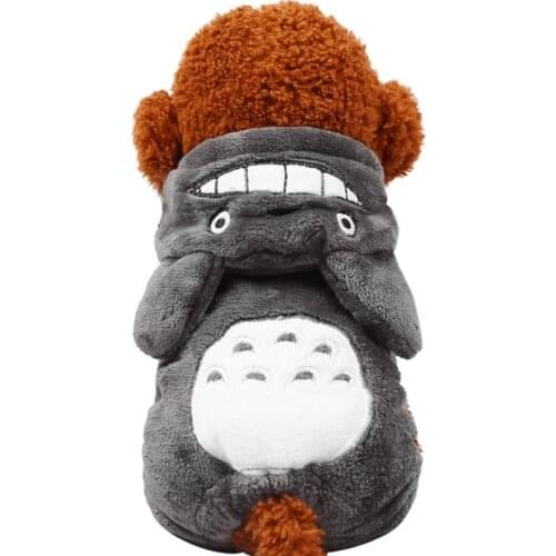 Snailhouse New Pet Clothes Teddy Small Dog Cartoon Totoro Suit Autumn&winter Warm Plush Rompers For Puppy Cat Clothes With Hat