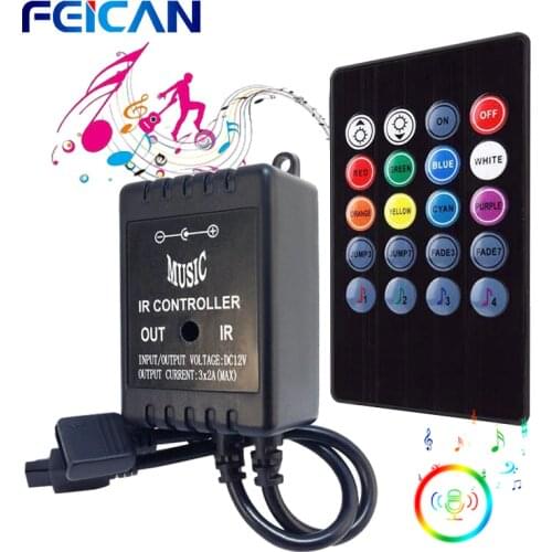 Music RGB Controller Dimmer LED Strip Light 20key Remote Voice Sensor Controller for SMD 5050 3528 LED Tape Light