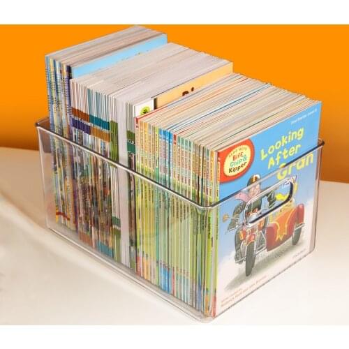 Book storage box transparent book storage basket student Picture Book Oxford tree storage desk sorting storage box