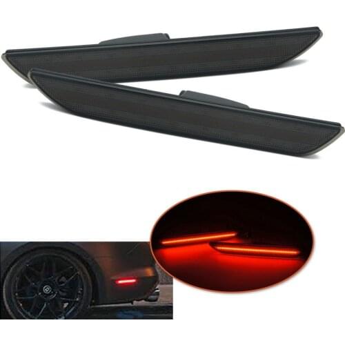 Red Color Side Light Smoked Rear Side Marker Reflector Lights Lamps Bumper Signal Light For Ford Mustang 2015 2016 2017 2018 LED