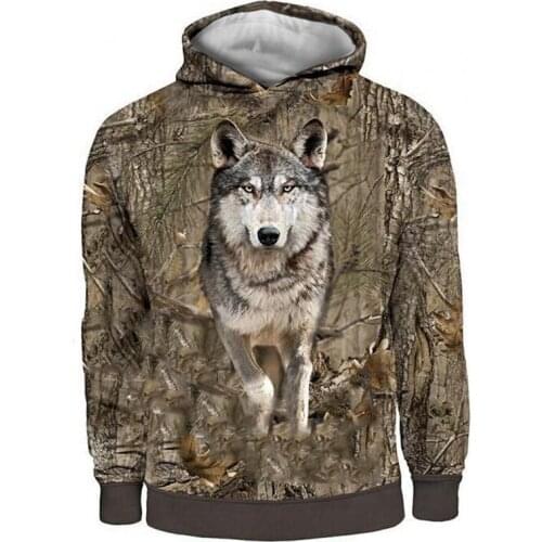 Fashion hip-hop mens casual long-sleeved sports hoodie hunting game hoodie wolf 3d Harajuku mens hoodie jacket