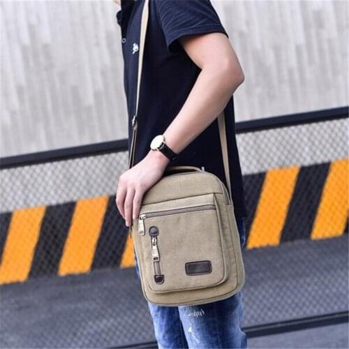 Mens Crossbody Canvas Tote Solid Color Large Capacity Portable Bags Convenient Multi-Pocket Simple High Quality Hand Bags