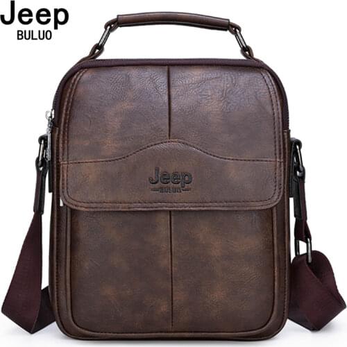 JEEP BULUO Large Capacity Split Leather Bag For Man Messenger Bag New Men Crossbody Bag Shoulder Bags Multi-function Men Handba