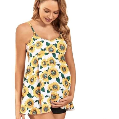 2021 New Print Suspender Tankinis Set Pregnancy Swimsuit For Pregnant Women Maternity Swimwear Fashion Woman Bodysuit Beach