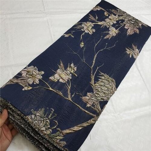 Latest 2021 African Brocade Lace Fabric With Jacquard Embroidery Nigerian French Tulle Lace For Sewing Dress 5 Yards