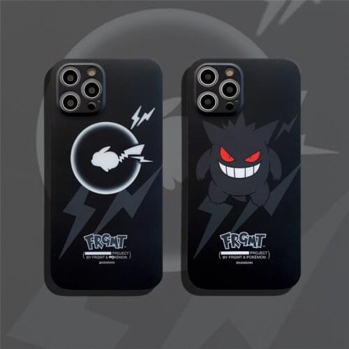 Pokemon Pikachu Mobile Phone Case For iPhone12 MINI 11 Pro MAX XR 7 8 Plus X XS MAX Frosted TPU Straight Edge Black Cover