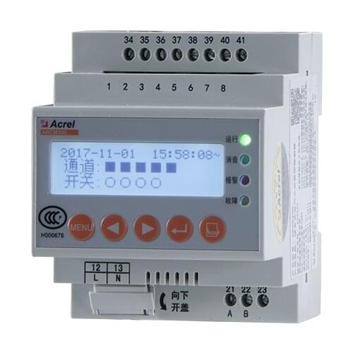 Acrel ARCM300 Leakage Current meter 1 or 4 channels 10mA-3000mA relay output SOE LCD display RS485Modbus DIN35mm meter