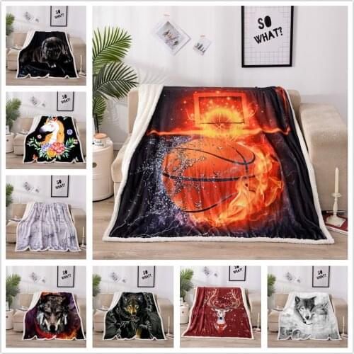 ROMANZO Bedding basketball Bohemia Animal 3D Blanket Bed Cover Lamb Velvet Flannel Blanket Fall/Winter Tapestry
