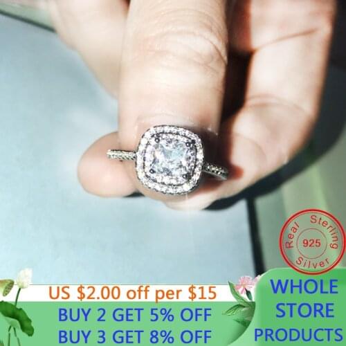 LMNZB Luxury 925 Silver Rings For Women Brilliant White Crystal Zirconia Small Diamond Wedding Bands Gift Silver 925 Jewelry