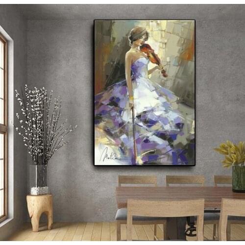 Hand Painted Great impressistPlayer Music Artwork Worth Keeping Thickness Oil Painting On Canvas For Wall Decoration