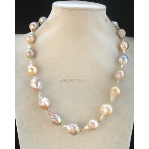 Wow! freshwater pearl necklace drop baroque reborn keshi pink purple 20inch nature wholesale