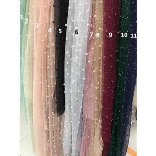ZH-7231 Top sale glued glitter sequins lace fabric high quality African French net tulle Lace Fabric with beads