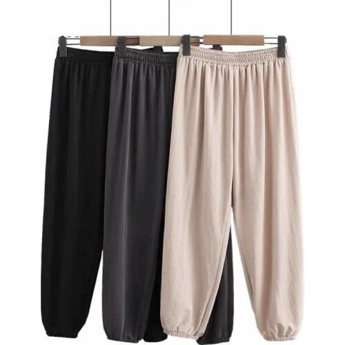 Women Cotton linen lantern pants plus size Joggers Summer Korean style women streewear Trousers big Size 6XL 7XL black white