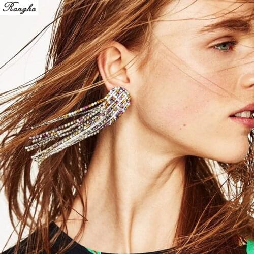 New Brand Claw Crystal Stud earrings for women Fashion jewelry 2017 Multi Rhinestone Tassel earring pendant Bridal brincos