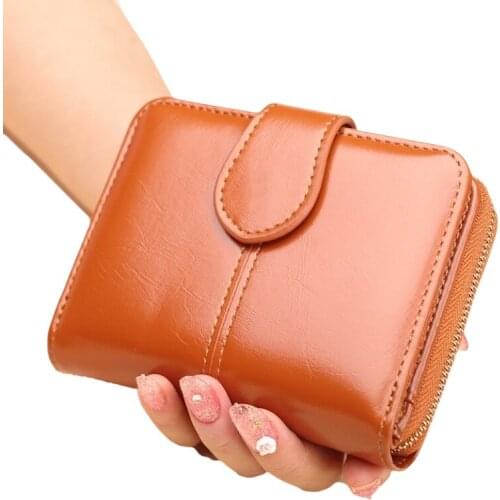 Women Wallet Leather Purse Hasp wallet female Short Small Purse Female Vintage Card Holder Zipper ladies wallet Coin Purse