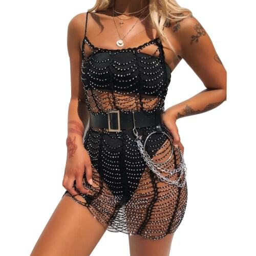 Female Beach Dress Solid Color U-Neck Sleeveless One-Piece Hollow Out Bikini Covers for Summer White Black