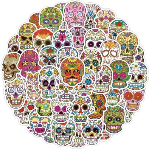 10/30/50PCS Horror Colorful Skull Stickers Aesthetics Skateboard Laptop Phone Water Bottle Car Waterproof Sticker Decal Kid Toy