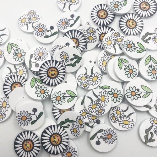 New 10/50/100pcs SunFlowers Wood Buttons 20mm Sewing Craft Mix Lots Wholesales WB719