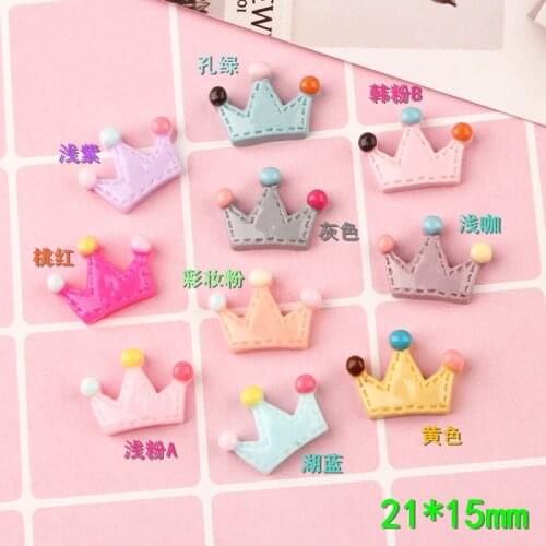 10pcs 21*15mm Fashion flatback Kawaii cabochon crown charms women resin jewelry making material DIY craft ornament accessories