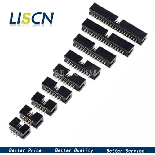 10PCS Pitch 2.54mm DC3 6/8/10/14/16/20/26/30/34/40/50 Pin 2x3/4/5/7/13Pin Straight Male Shrouded PCB IDC Socket Box Header JTAG