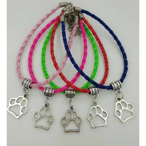 Dog Cat Paw Prints Charm Bracelets & Bangle Alloy Pendant Gift New Fashion Women Jewelry 10pcs