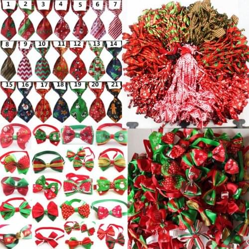 100PC/Lot Christmas Dog Neckties Pet Cat Dog Bowties Snowflake Dog Ties Mix Styles Dog Accessories