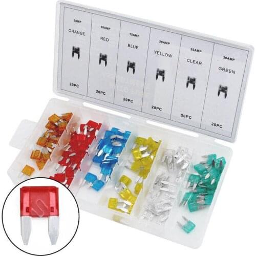 120Pcs Assorted Car Fuse Auto Truck SUV Fuses Mini Blade Fuse Kits 5-30 AMP With Box