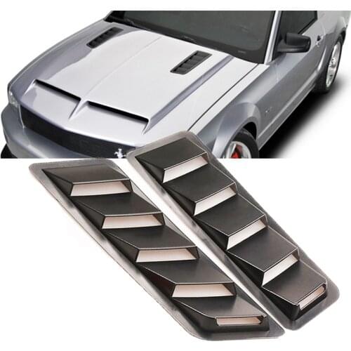 2pcs Universal Hood Vents Louver Air Cooling Panel For Mustang Flow Intake Hood Self-Adhesive Louver Window Cooling Panel Black