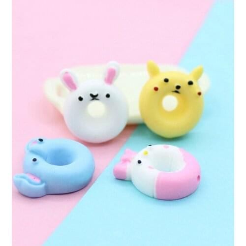 20pcs resin rabbit donut DIY flatback kawaii accessories simulation cake cabochon scrapbooking embellishments for decoration