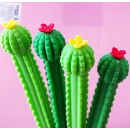 3pc Cactus Gel Pen Creative Fresh 0.5mm Black Water Pen Student Carbon Signature Pen Office For School Supplies Stationery