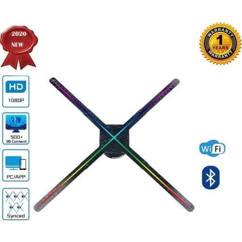 2020 latest 75cm one click output 3d ads 3D Hologram Fan Projector 1024pcs Beades Advertising LED Fan Holographic 3D Projector