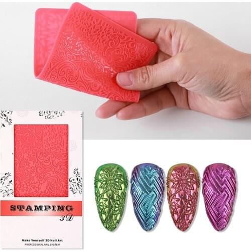 3D Soft Silicone Nail Art Printing Template Carving Mold Relief Nail Art Tools Nail art printing template nail decoration