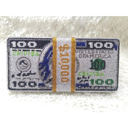 Boutique GG Stack Of Cash Hot-Fixed Crystals Women Money Evening Clutch Bags Diamond Wedding Dinner Purses And Handbags
