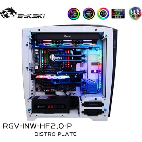 Bykski Water Cooling Waterway Board Kit for IN WIN H-Frame 2.0 Case, 5V ARGB, for Single GPU/CPU Building,RGV-INW-HF2.0-P