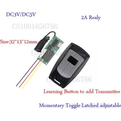 Digital Radio Remote Control Switch Mini Size DC5V Transmitter Receiver System Normally Open Comon Normally Close Learning Code
