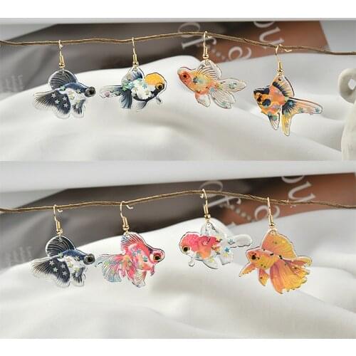 Color Transparent Small Goldfish Acrylic Pendant DIY Earrings Ornament Accessories Material 2pcs